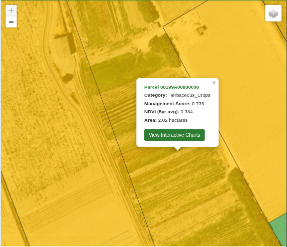 Map showing color-coded parcels with legend